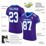 Personalized Purple White-Electric Blue Mesh Authentic Football Jersey Team Custom Name and Number