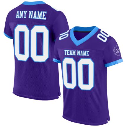 Personalized Purple White-Electric Blue Mesh Authentic Football Jersey Team Custom Name and Number