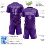 Personalized Purple White Geometric Lines Sublimation Soccer Uniform Jersey Team Custom Name and Number