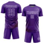 Personalized Purple White Geometric Lines Sublimation Soccer Uniform Jersey Team Custom Name and Number