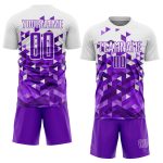 Personalized Purple White Geometric Pattern Sublimation Soccer Uniform Jersey