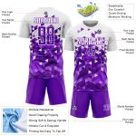 Personalized Purple White Geometric Pattern Sublimation Soccer Uniform Jersey