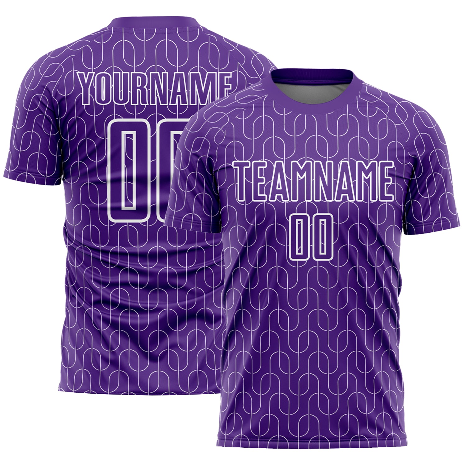 Personalized Purple White Geometric Pattern Sublimation Soccer Uniform Jersey Team Custom Name and Number