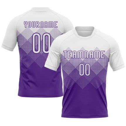 Personalized Purple White Geometric Shape Sublimation Volleyball Uniform Jersey Team Custom Name and Number