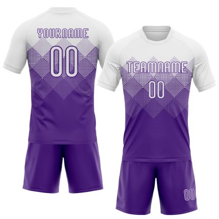 Personalized Purple White Geometric Shape Sublimation Volleyball Uniform Jersey Team Custom Name and Number