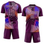 Personalized Purple White Geometric Shapes Sublimation Soccer Uniform Jersey Team Custom Name and Number