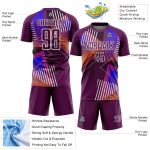 Personalized Purple White Geometric Shapes Sublimation Soccer Uniform Jersey Team Custom Name and Number