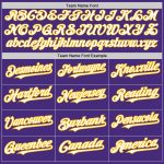 Personalized Purple White-Gold 3 Colors Arm Shapes Authentic Baseball Jersey Team Custom Name and Number