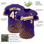 Personalized Purple White-Gold 3D Pattern Design Leopard Print Fade Fashion Authentic Baseball Jersey Team Custom Name and Number