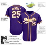 Personalized Purple White-Gold Authentic Baseball Jersey