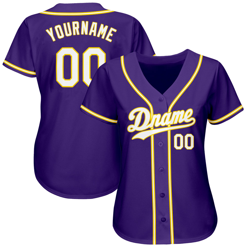 Personalized Purple White-Gold Authentic Baseball Jersey Personalized Purple White-Gold Authentic Baseball Jersey - Image 2