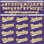 Personalized Purple White-Gold Authentic Baseball Jersey Team Custom Name and Number