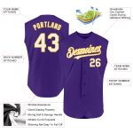 Personalized Purple White-Gold Authentic Sleeveless Baseball Jersey