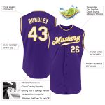 Personalized Purple White-Gold Authentic Sleeveless Baseball Jersey Team Custom Name and Number