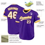 Personalized Purple White-Gold Authentic Throwback Baseball Jersey Team Custom Name and Number