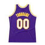 Personalized Purple White-Gold Authentic Throwback Basketball Jersey Team Custom Name and Number
