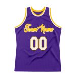 Personalized Purple White-Gold Authentic Throwback Basketball Jersey Team Custom Name and Number