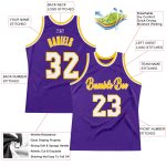 Personalized Purple White-Gold Authentic Throwback Basketball Jersey Team Custom Name and Number