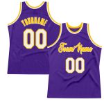 Personalized Purple White-Gold Authentic Throwback Basketball Jersey Team Custom Name and Number