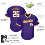 Personalized Purple White-Gold Authentic Throwback Rib-Knit Baseball Jersey Shirt Team Custom Name and Number