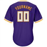Personalized Purple White-Gold Authentic Throwback Rib-Knit Baseball Jersey Shirt Team Custom Name and Number