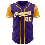 Personalized Purple White-Gold Authentic Two Tone Baseball Jersey Team Custom Name and Number