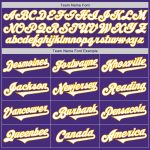 Personalized Purple White-Gold Authentic Two Tone Baseball Jersey Team Custom Name and Number