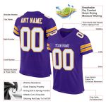 Personalized Purple White-Gold Mesh Authentic Football Jersey Team Custom Name and Number