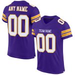 Personalized Purple White-Gold Mesh Authentic Football Jersey Team Custom Name and Number