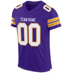 Personalized Purple White-Gold Mesh Authentic Football Jersey Team Custom Name and Number