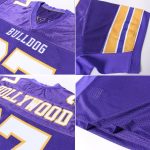 Personalized Purple White-Gold Mesh Authentic Football Jersey Team Custom Name and Number