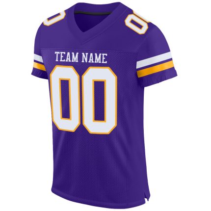 Personalized Purple White-Gold Mesh Authentic Football Jersey