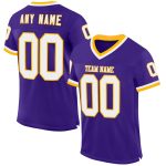 Personalized Purple White-Gold Mesh Authentic Throwback Football Jersey Team Custom Name and Number