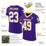 Personalized Purple White-Gold Mesh Authentic Throwback Football Jersey Team Custom Name and Number