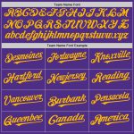 Personalized Purple White-Gold Pinstripe Authentic Split Fashion Baseball Jersey Team Custom Name and Number