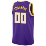 Personalized Purple White-Gold Round Neck Rib-Knit Basketball Jersey Team Custom Name and Number