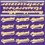 Personalized Purple White-Gold Two-Button Unisex Softball Jersey Team Custom Name and Number