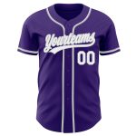 Personalized Purple White-Gray Authentic Baseball Jersey