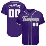 Personalized Purple White-Gray Authentic Baseball Jersey Team Custom Name and Number