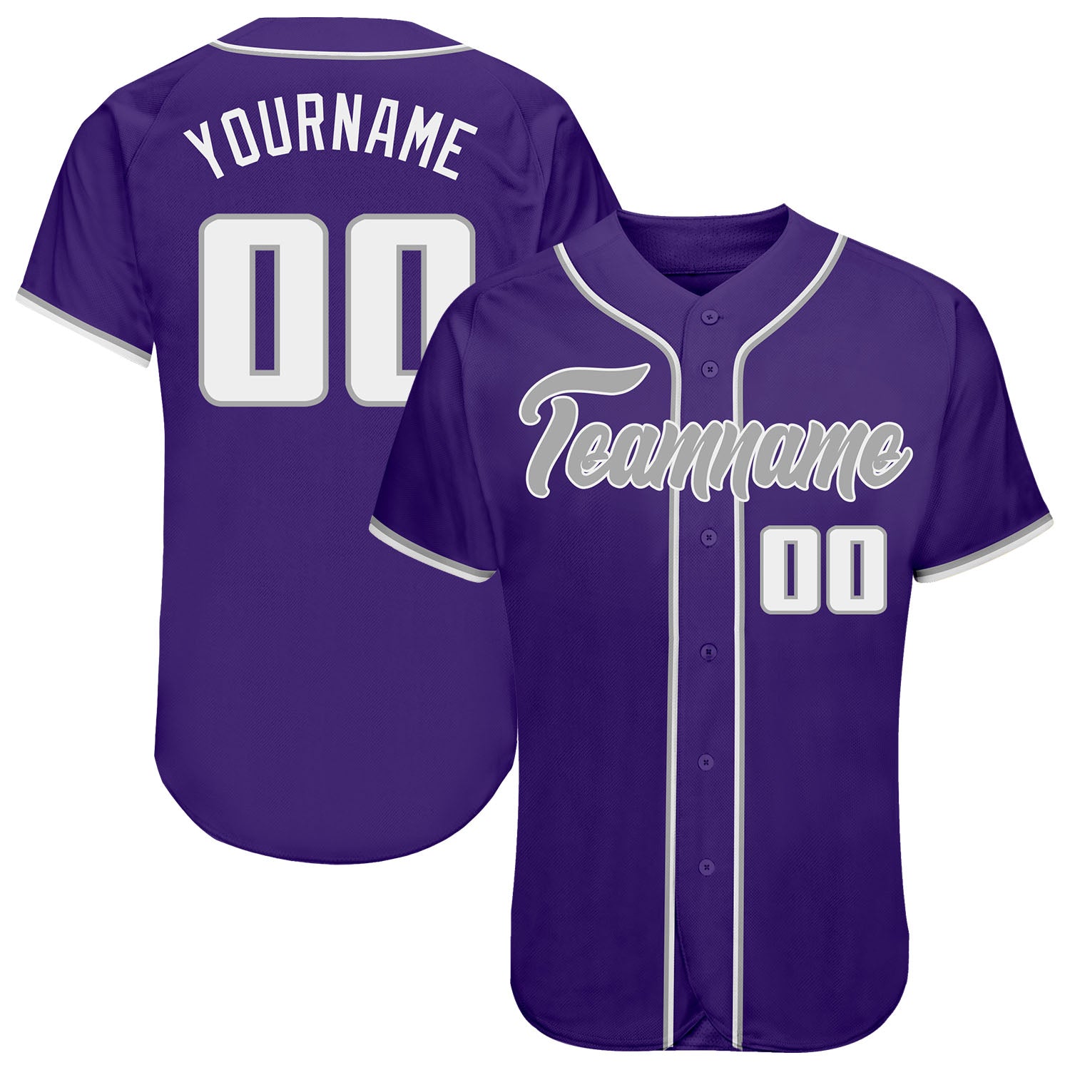Personalized Purple White-Gray Authentic Baseball Jersey Team Custom Name and Number