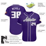 Personalized Purple White-Gray Authentic Baseball Jersey Team Custom Name and Number