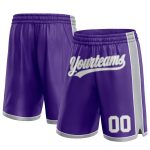 Personalized Purple White-Gray Authentic Basketball Shorts Team Custom Name and Number