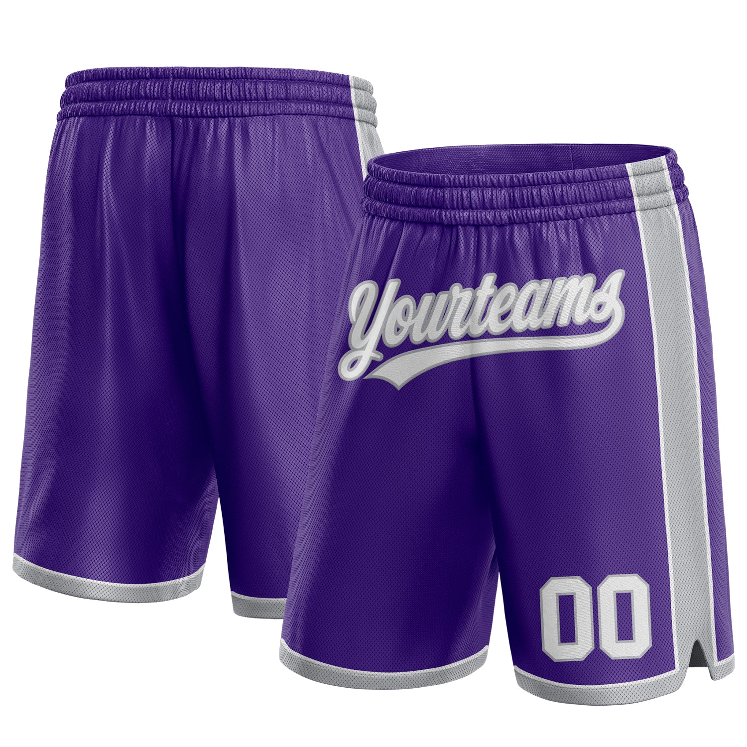 Personalized Purple White-Gray Authentic Basketball Shorts Team Custom Name and Number