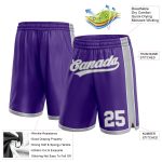 Personalized Purple White-Gray Authentic Basketball Shorts Team Custom Name and Number