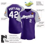 Personalized Purple White-Gray Authentic Raglan Sleeves Baseball Jersey Team Custom Name and Number