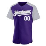 Personalized Purple White-Gray Authentic Raglan Sleeves Baseball Jersey Team Custom Name and Number