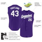 Personalized Purple White-Gray Authentic Sleeveless Baseball Jersey Team Custom Name and Number