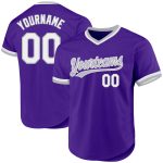 Personalized Purple White-Gray Authentic Throwback Baseball Jersey Team Custom Name and Number