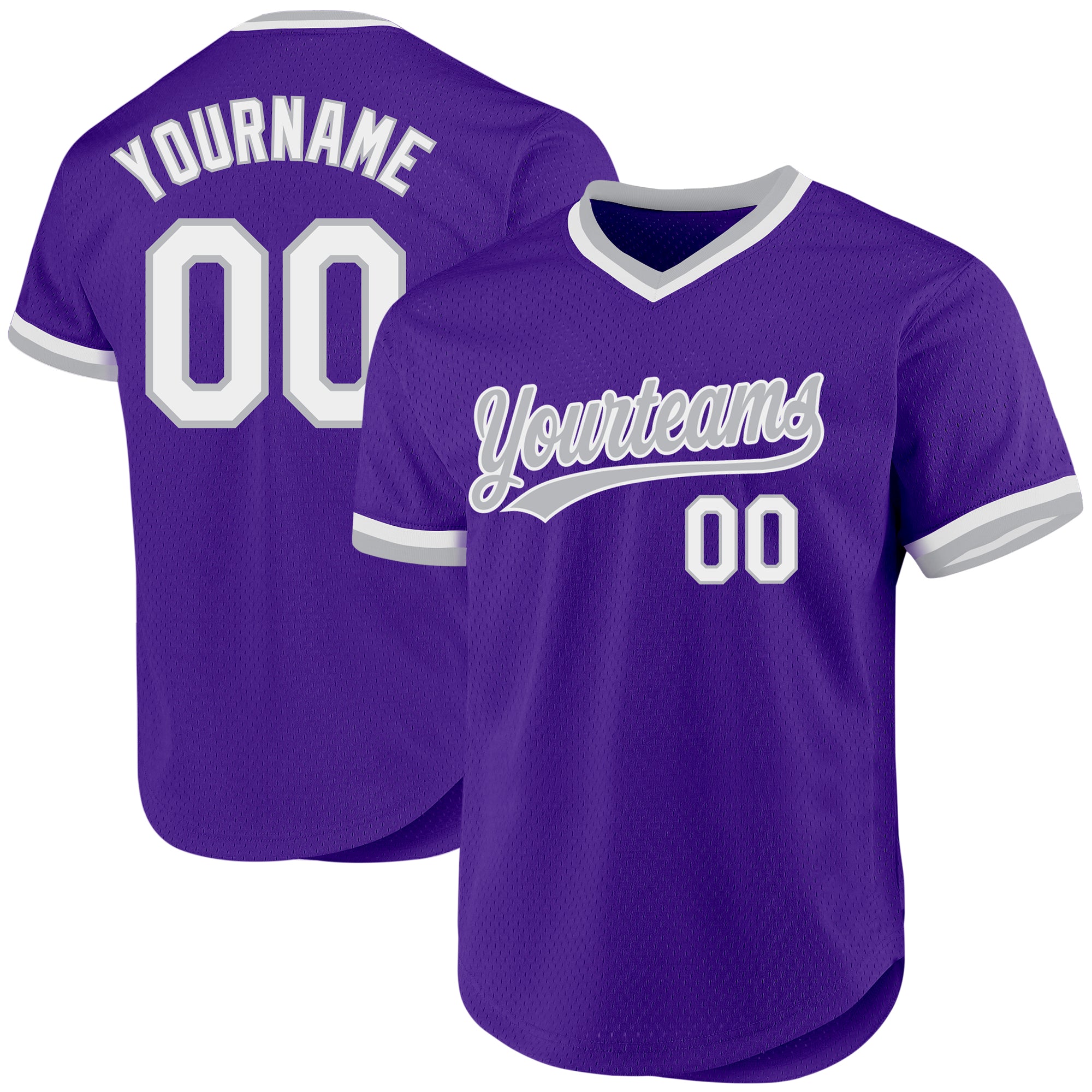 Personalized Purple White-Gray Authentic Throwback Baseball Jersey Team Custom Name and Number
