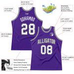 Personalized Purple White-Gray Authentic Throwback Basketball Jersey